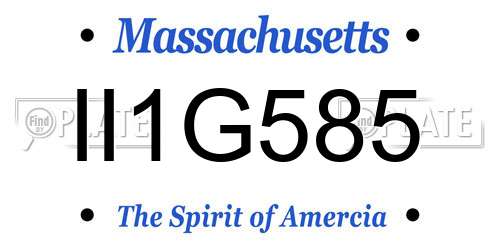 II1G585 Massachusetts License Plate