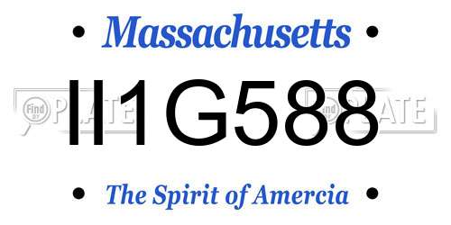 II1G588 Massachusetts License Plate