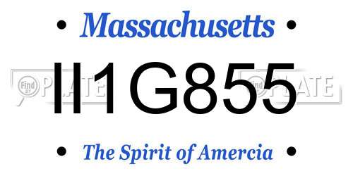 II1G855 Massachusetts License Plate