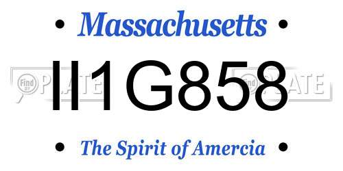 II1G858 Massachusetts License Plate