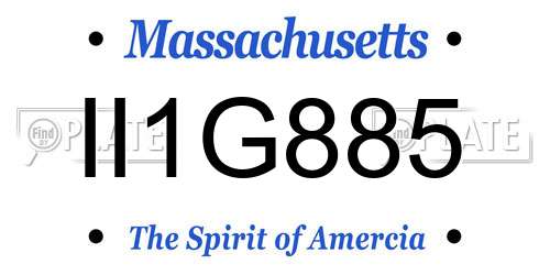 II1G885 Massachusetts License Plate