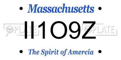 II1O9Z Massachusetts License Plate
