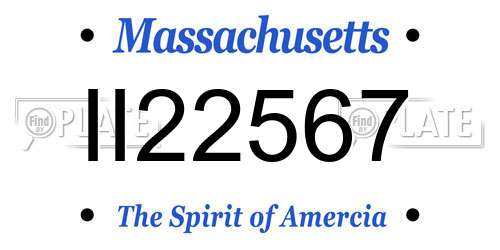 II22567 Massachusetts License Plate