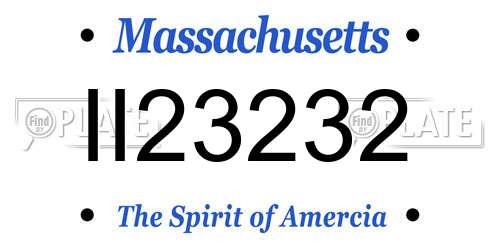 II23232 Massachusetts License Plate