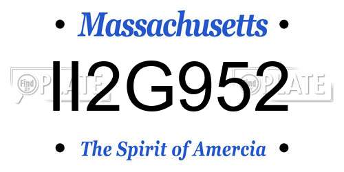 II2G952 Massachusetts License Plate