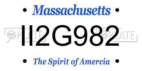 II2G982 Massachusetts License Plate