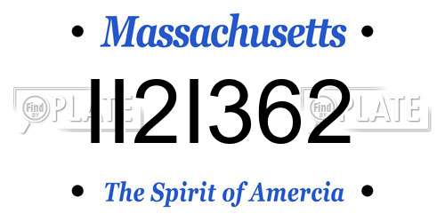 II2I362 Massachusetts License Plate