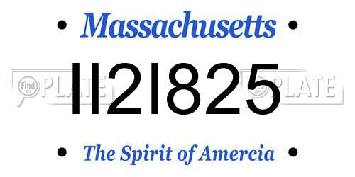 II2I825 Massachusetts License Plate