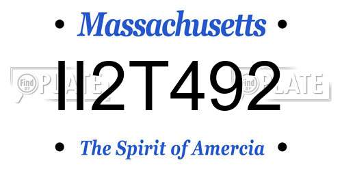 II2T492 Massachusetts License Plate