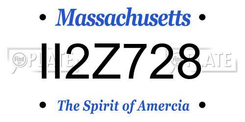 II2Z728 Massachusetts License Plate