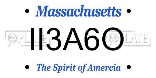 II3A6O Massachusetts License Plate
