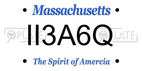 II3A6Q Massachusetts License Plate