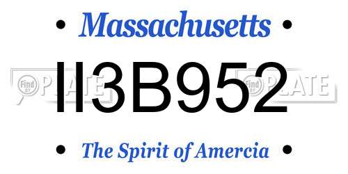 II3B952 Massachusetts License Plate