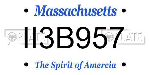 II3B957 Massachusetts License Plate