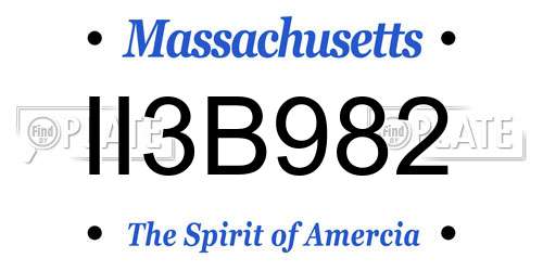 II3B982 Massachusetts License Plate