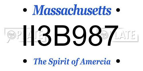 II3B987 Massachusetts License Plate