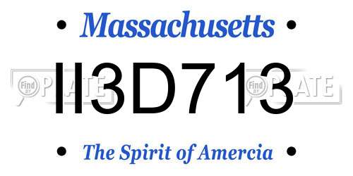 II3D713 Massachusetts License Plate
