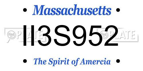 II3S952 Massachusetts License Plate