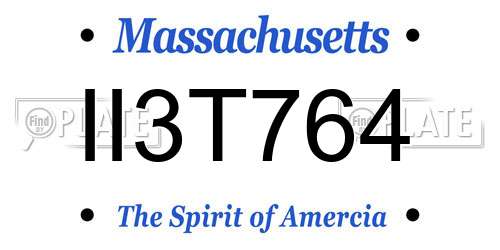 II3T764 Massachusetts License Plate