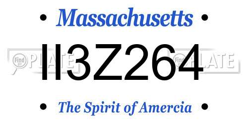 II3Z264 Massachusetts License Plate