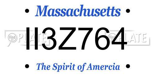 II3Z764 Massachusetts License Plate