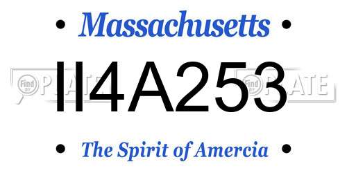 II4A253 Massachusetts License Plate