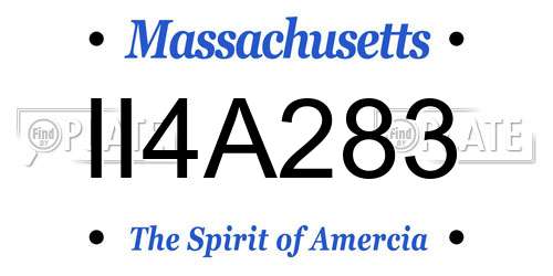 II4A283 Massachusetts License Plate