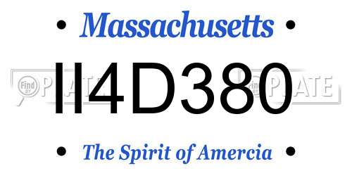 II4D380 Massachusetts License Plate