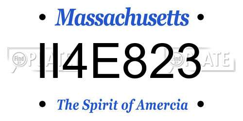 II4E823 Massachusetts License Plate