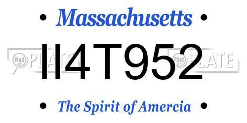 II4T952 Massachusetts License Plate