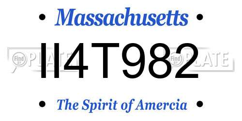 II4T982 Massachusetts License Plate