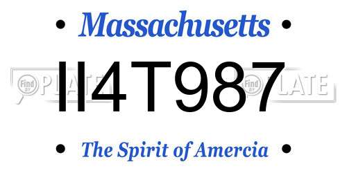 II4T987 Massachusetts License Plate