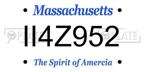 II4Z952 Massachusetts License Plate