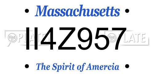 II4Z957 Massachusetts License Plate