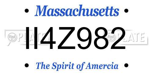 II4Z982 Massachusetts License Plate