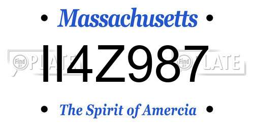 II4Z987 Massachusetts License Plate