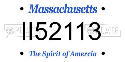 II52113 Massachusetts License Plate