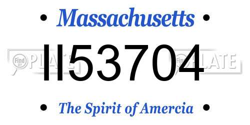II53704 Massachusetts License Plate