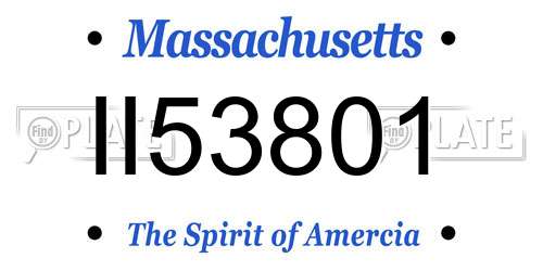 II53801 Massachusetts License Plate