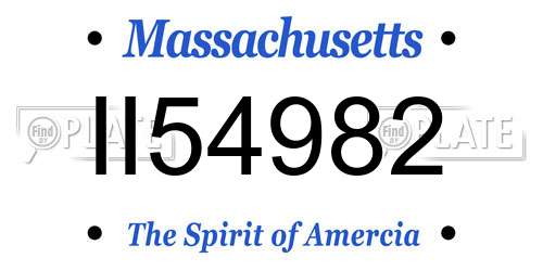 II54982 Massachusetts License Plate
