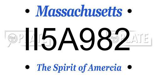 II5A982 Massachusetts License Plate
