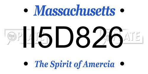 II5D826 Massachusetts License Plate