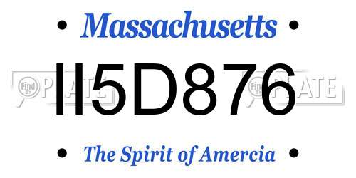 II5D876 Massachusetts License Plate