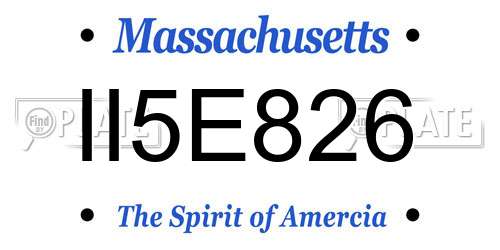 II5E826 Massachusetts License Plate