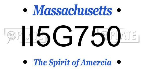 II5G750 Massachusetts License Plate