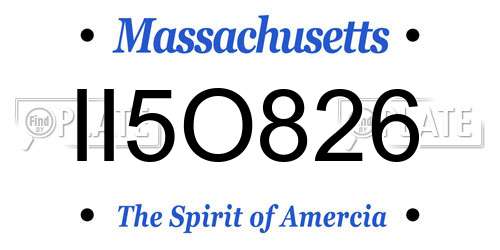 II5O826 Massachusetts License Plate