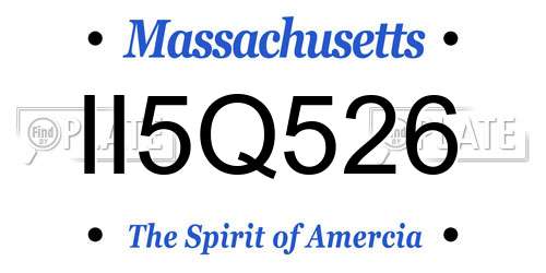 II5Q526 Massachusetts License Plate