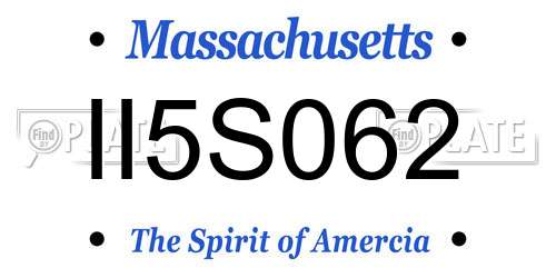 II5S062 Massachusetts License Plate