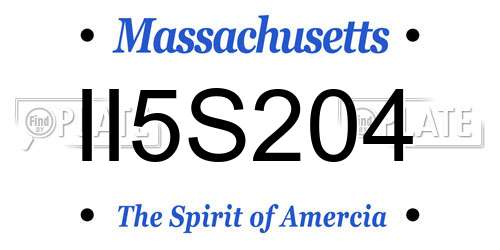 II5S204 Massachusetts License Plate