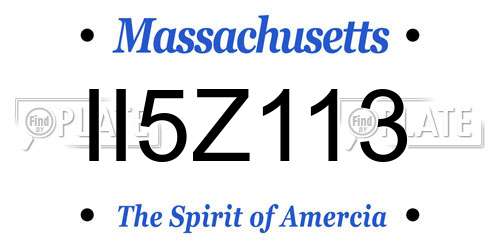 II5Z113 Massachusetts License Plate